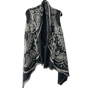 Floral Lana Wool Felted Grey Vest Open Front Made In Italy Stylish Cover Women S